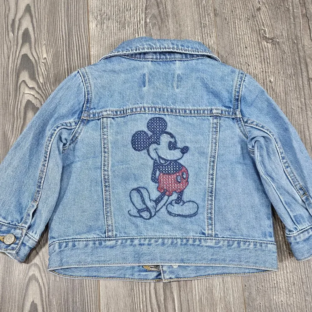 BABY GAP x DISNEY MICKEY DENIM JACKET – TODDLER 12–18 MONTHS – LIGHT WASH